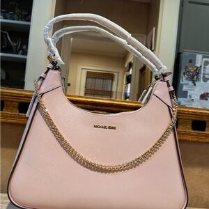 SALE Michael Kors Wilma Large Leather Shoulder Bag Powder Blush